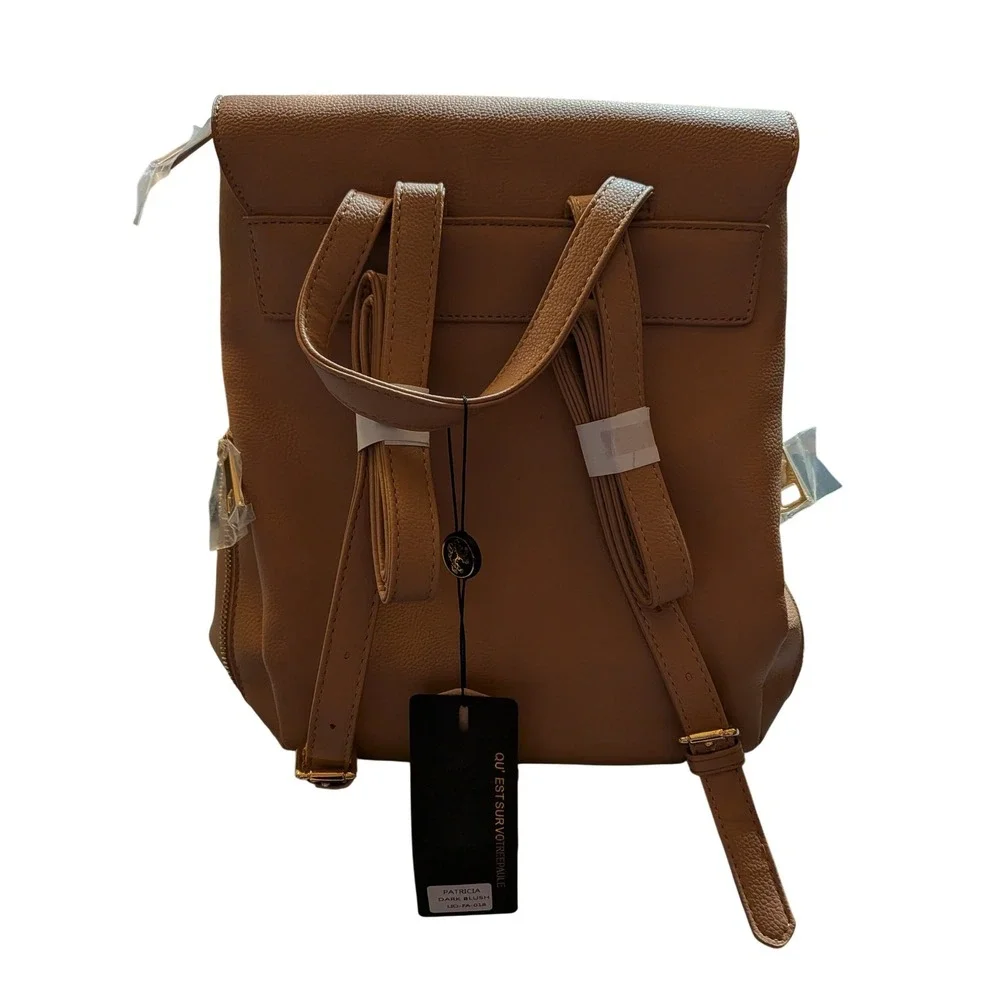 Lionel Patricia Backpack Dark Blush Pebbled Faux Leather Gold Hardware‎ New